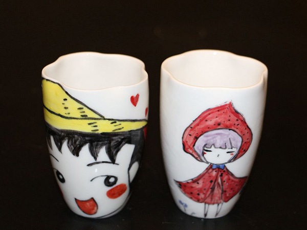 兒童陶藝作品：愛(ài)心水杯